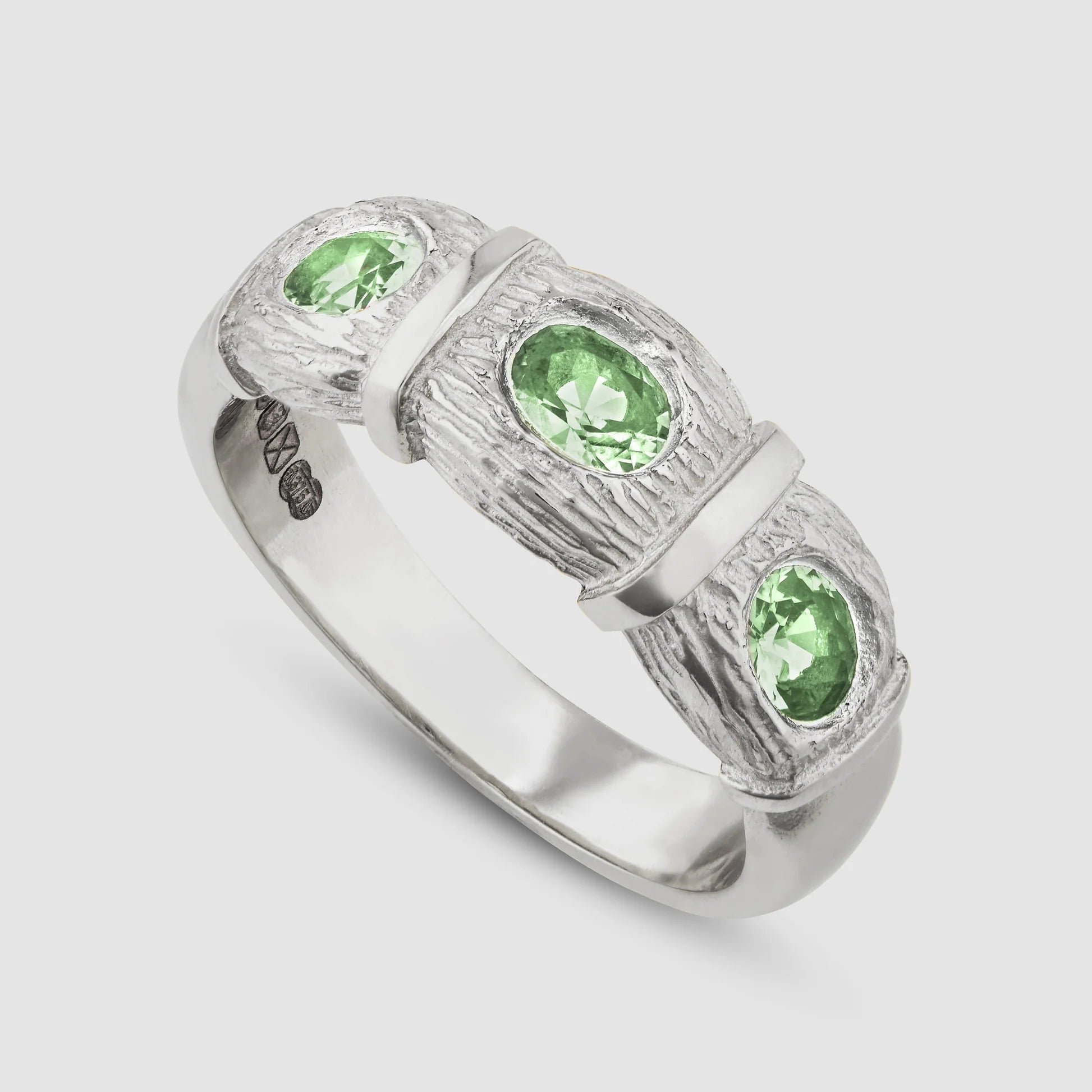 Window Box Ring Green Silver