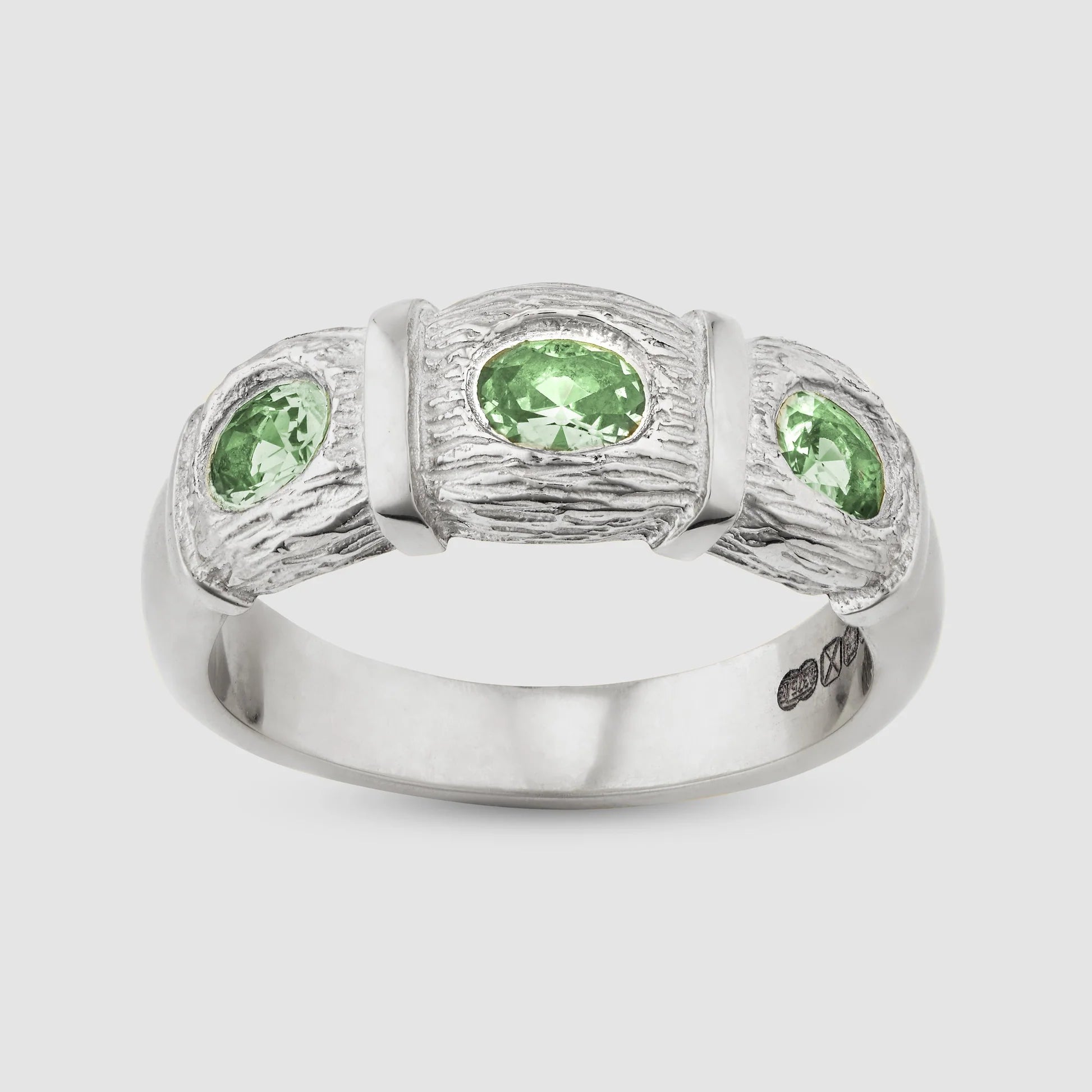 Window Box Ring Green Silver