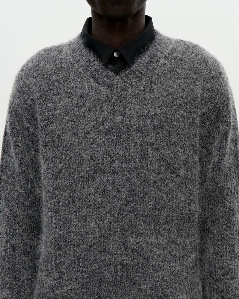 V Neck Kid Mohair, 008 Charcoal