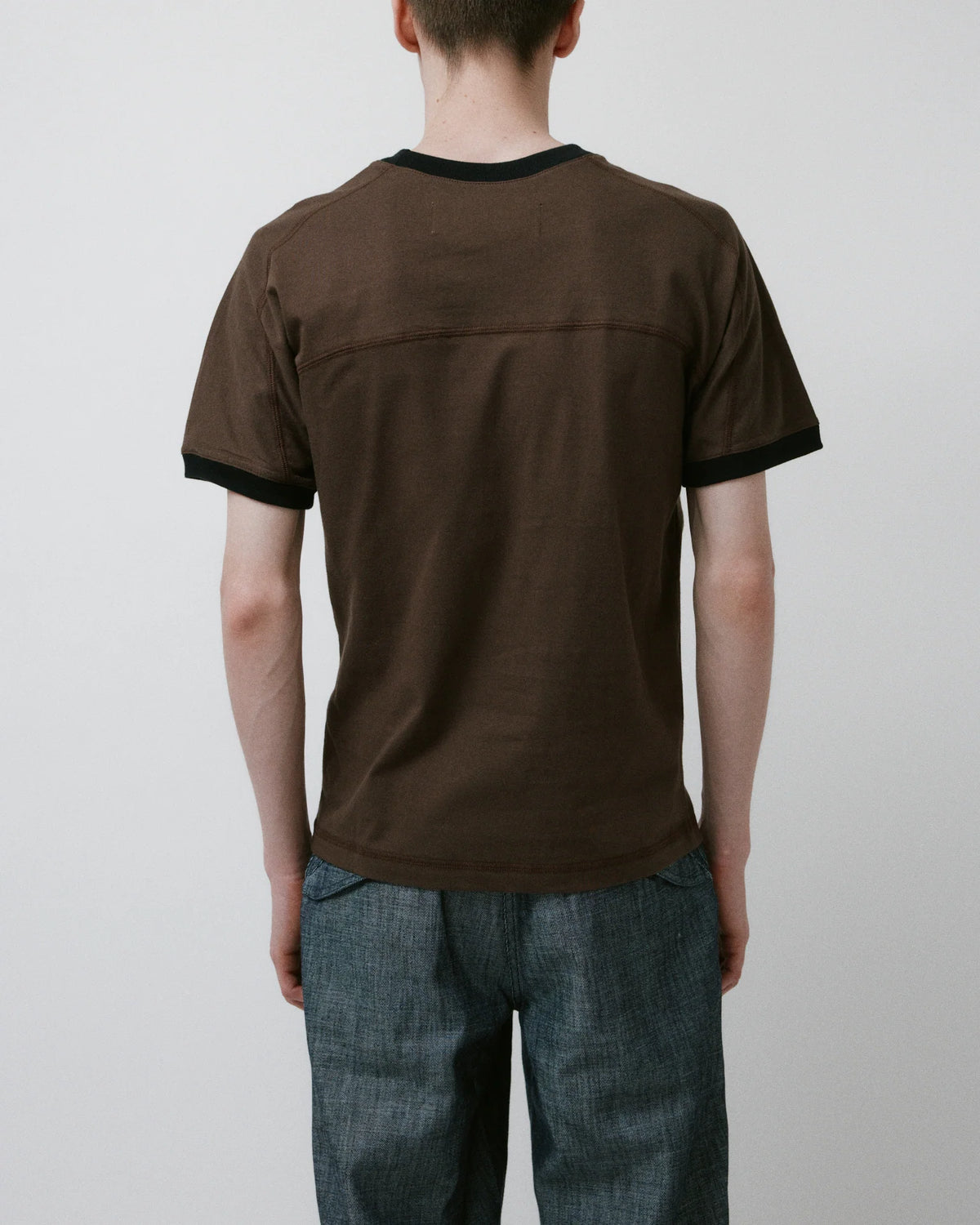 Stripe Ringer SS Tee Brown