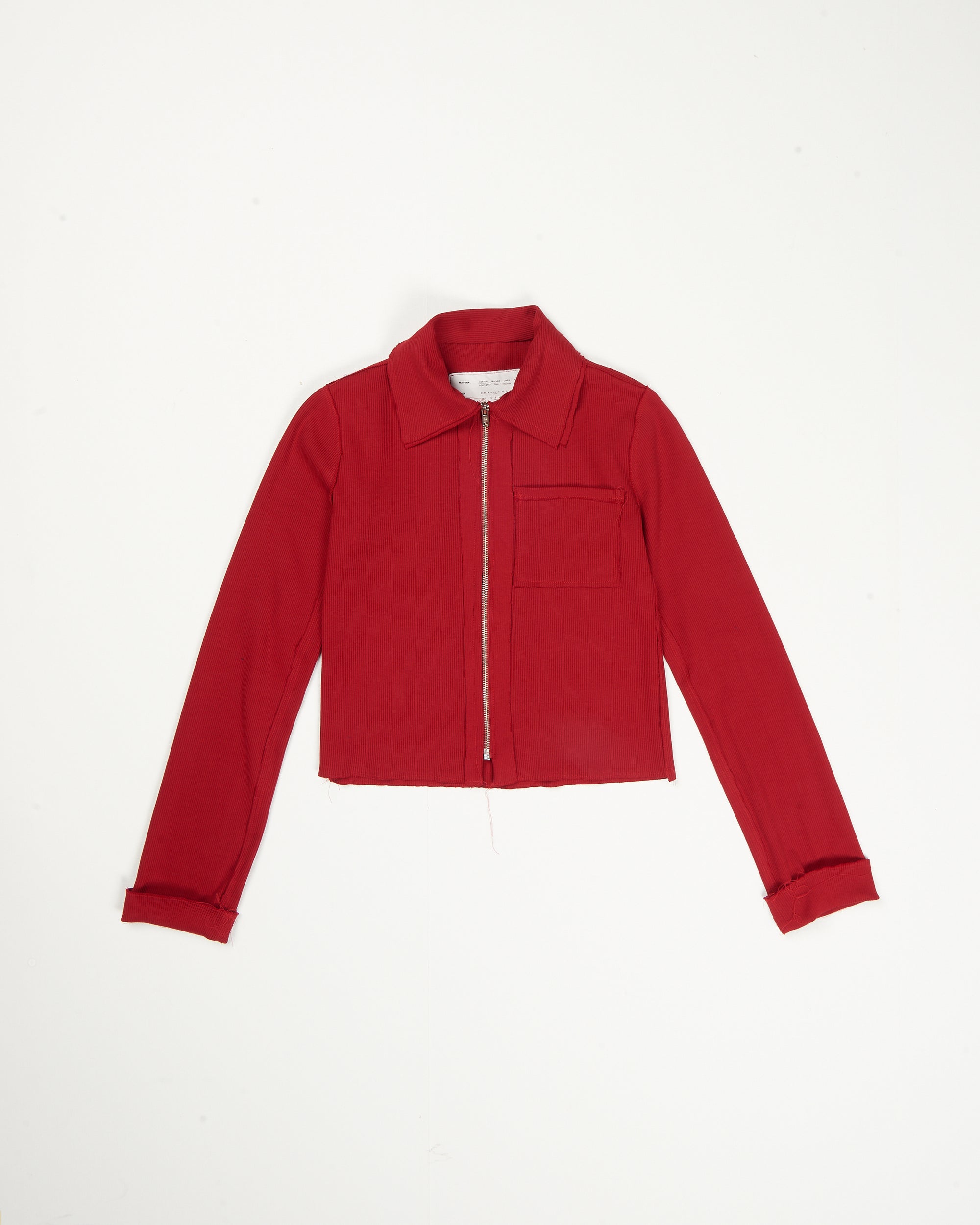 FITTED ZIP CARDIGAN rib jersey - red