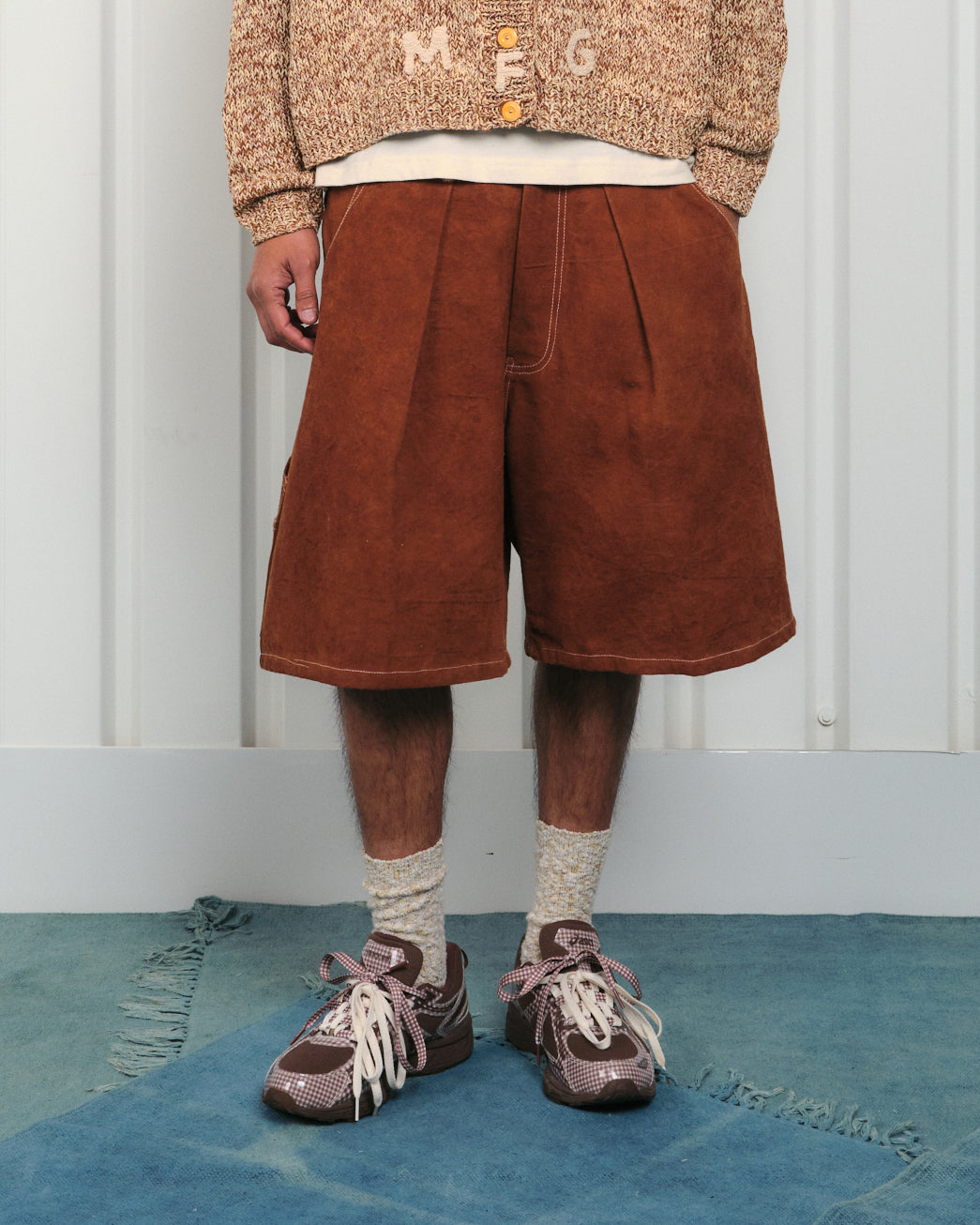 Story mfg. Lush Carpenter Shorts Brown Wonky Wear