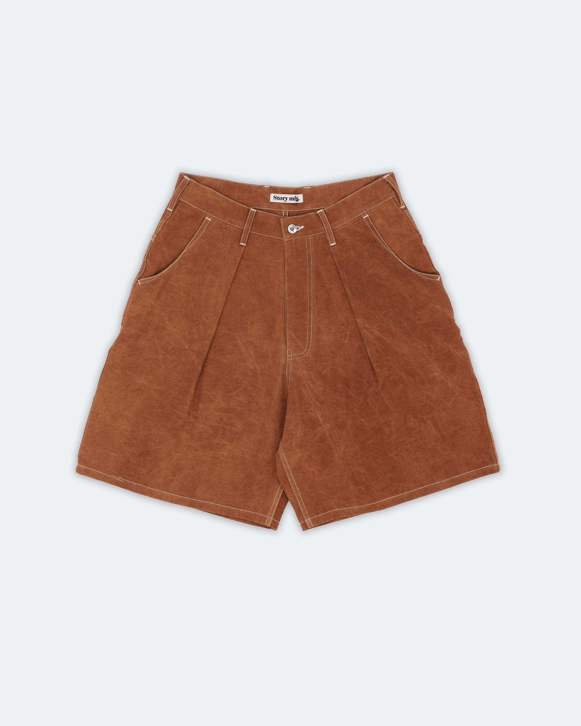 Story mfg. Lush Carpenter Shorts Brown Wonky Wear