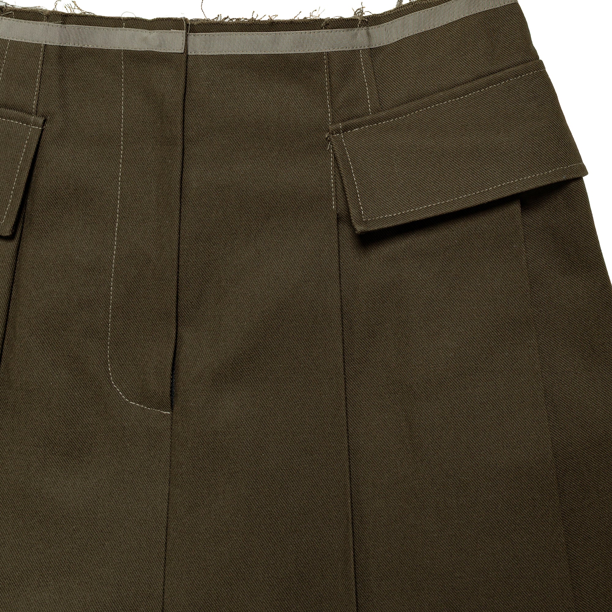 Pleated Skirt Cotton Twill Army Green