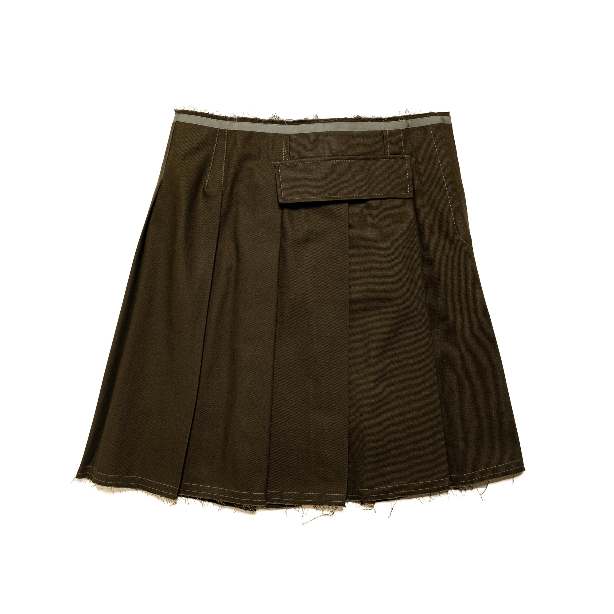 Pleated Skirt Cotton Twill Army Green