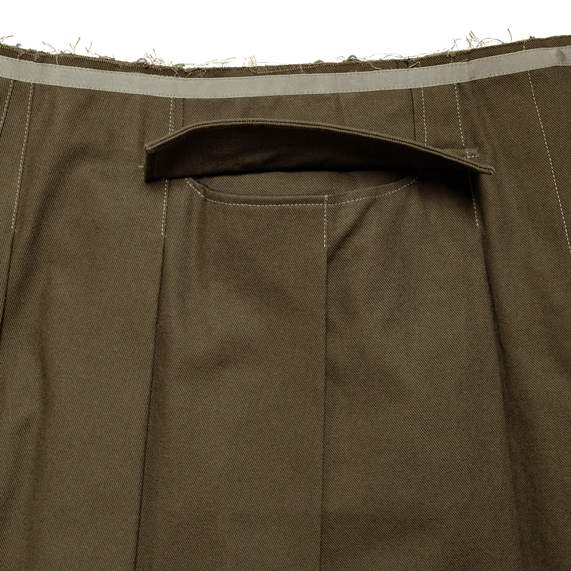 Pleated Skirt Cotton Twill Army Green