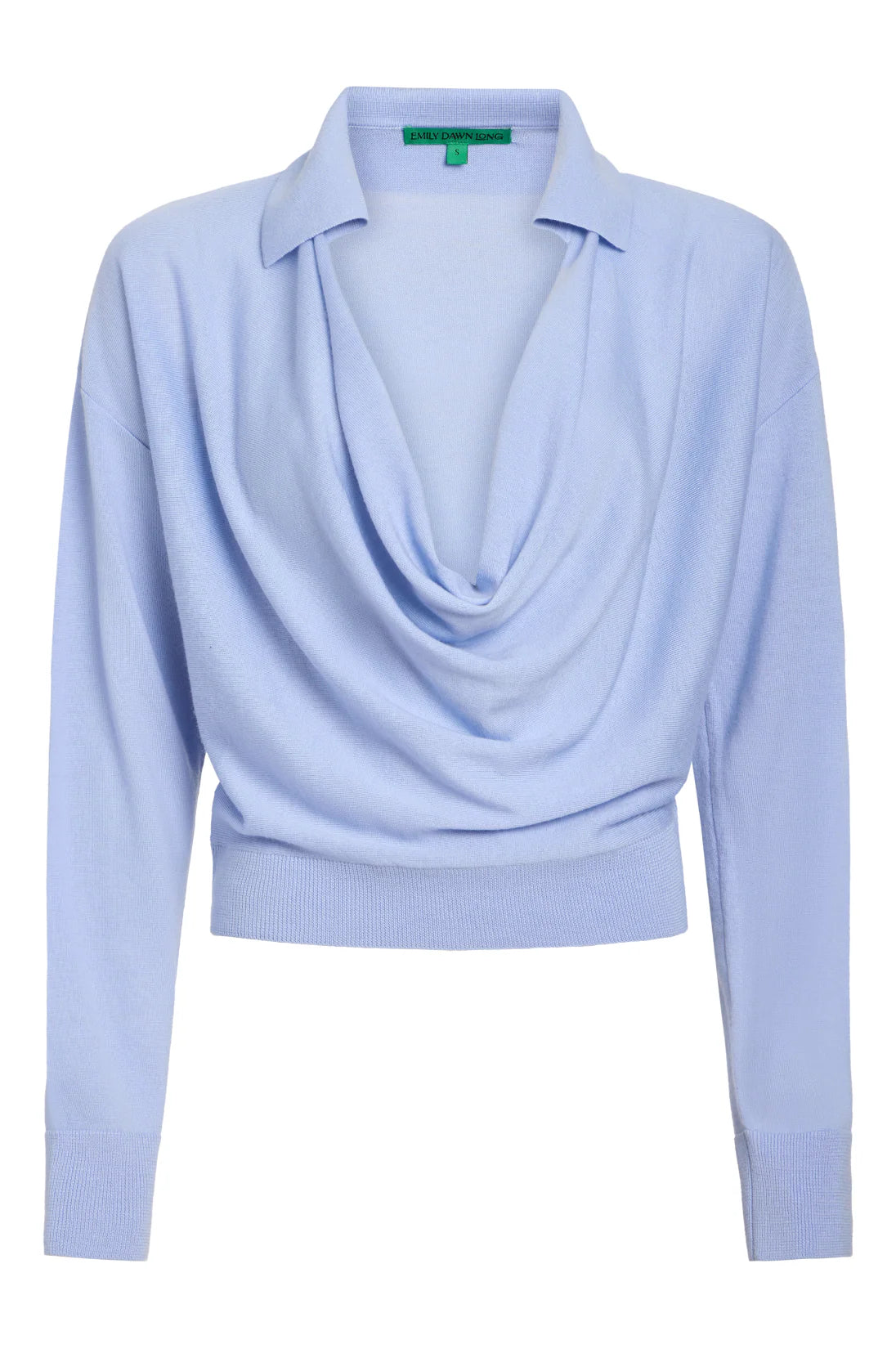 Drape Front Knit Polo Baby Blue