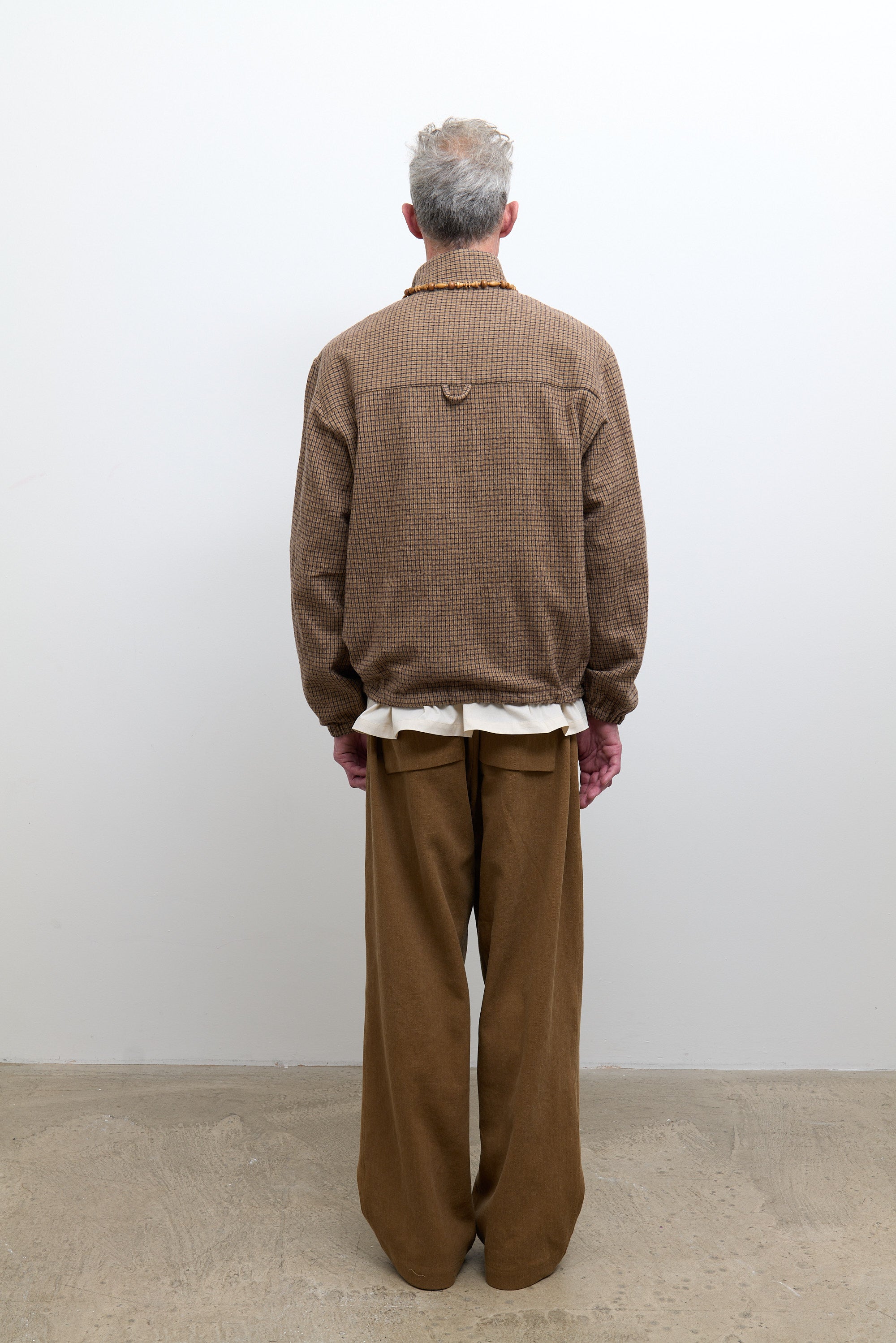 Japanese Check Cotton/Wool Mens Miles Pullover Brown Check