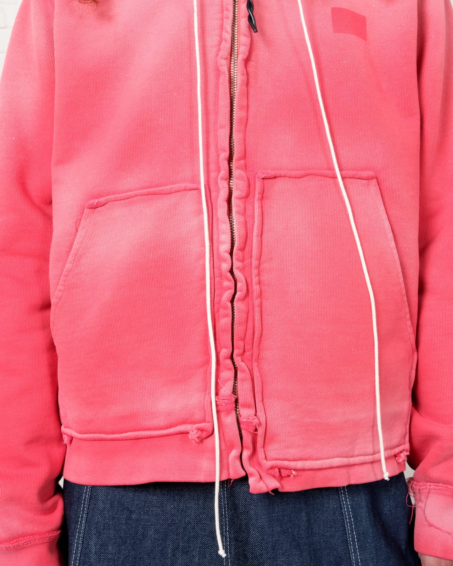 FITTED ZIP HOODIE heavy sweat - red sunfade