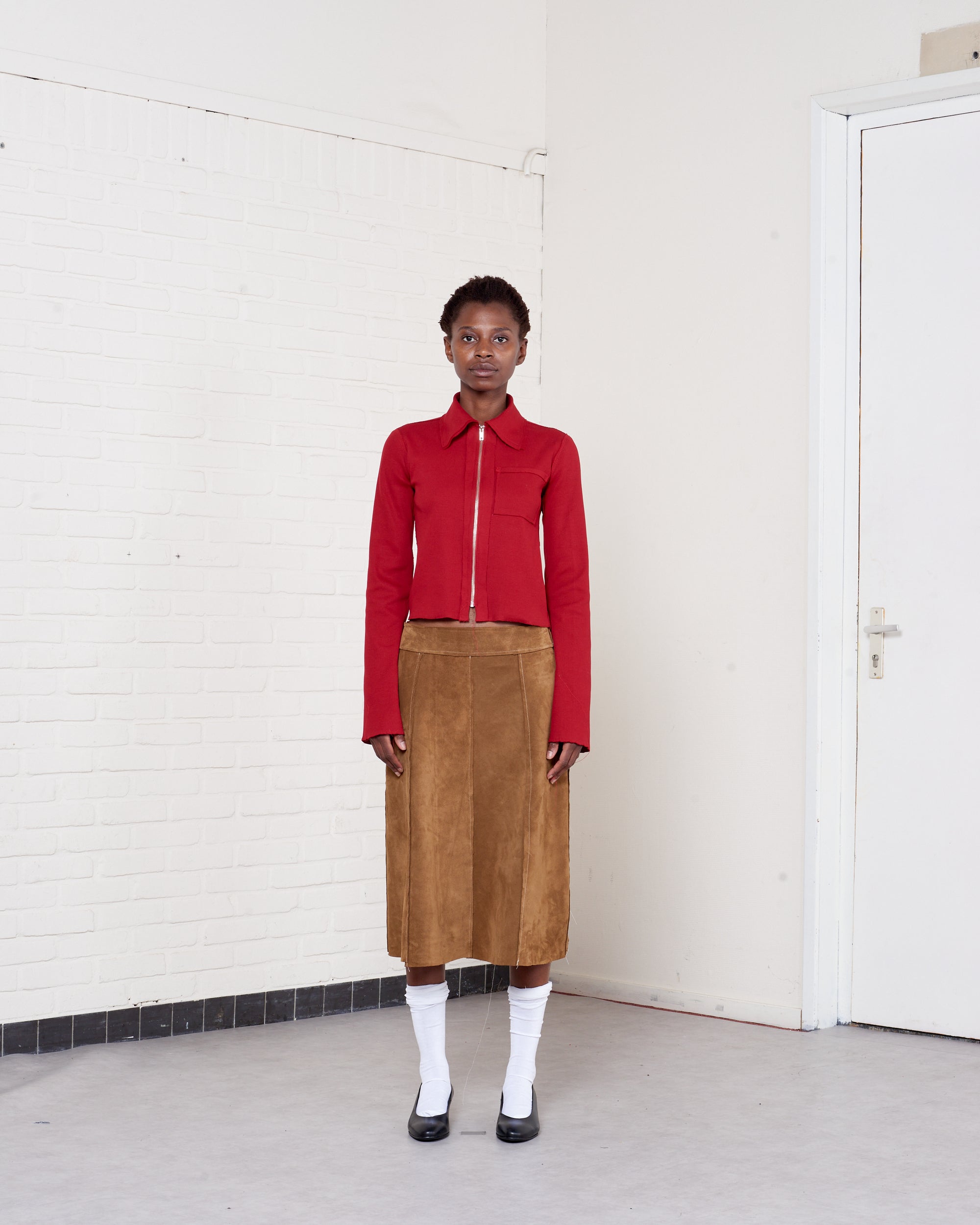FITTED ZIP CARDIGAN rib jersey - red