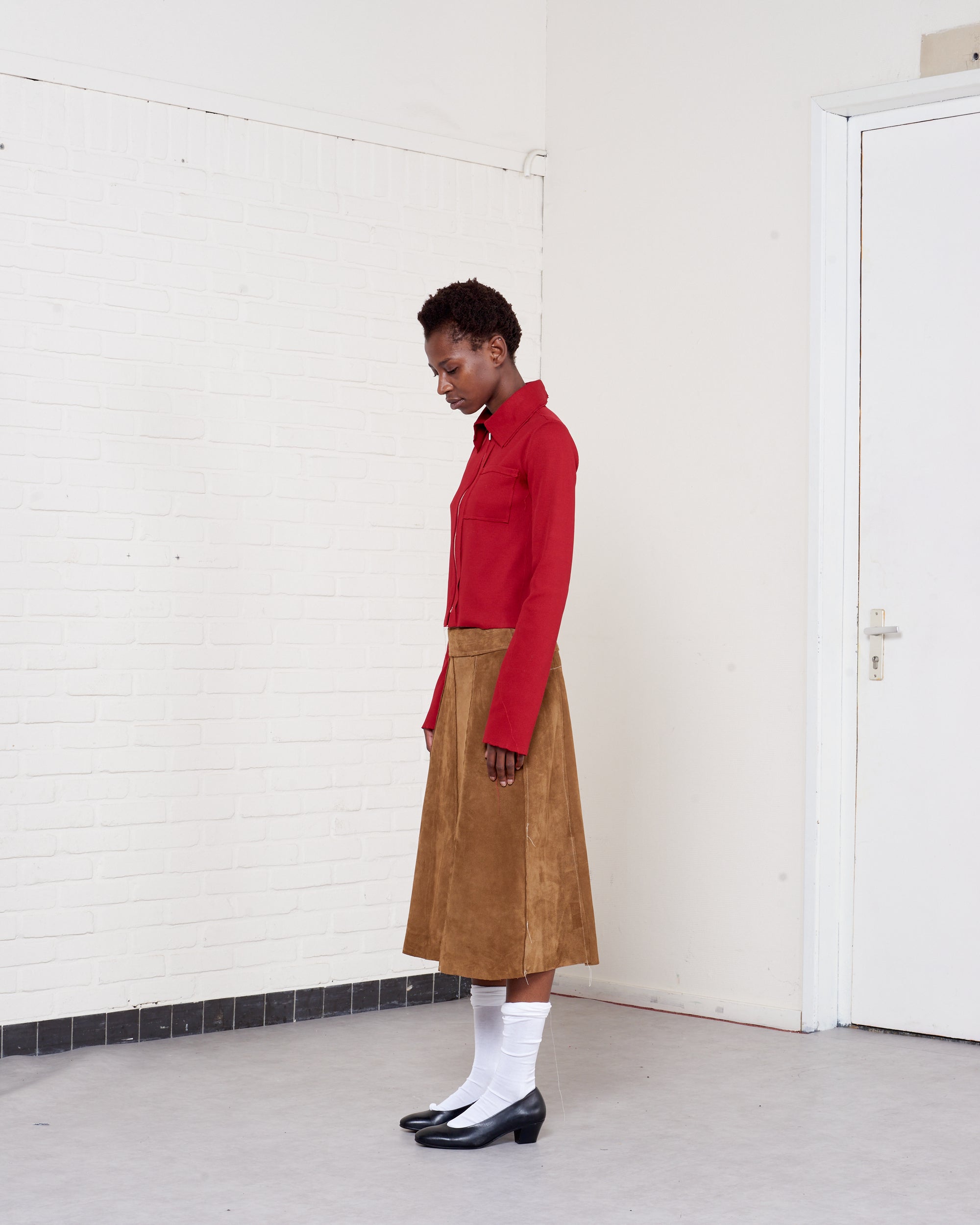 FITTED ZIP CARDIGAN rib jersey - red