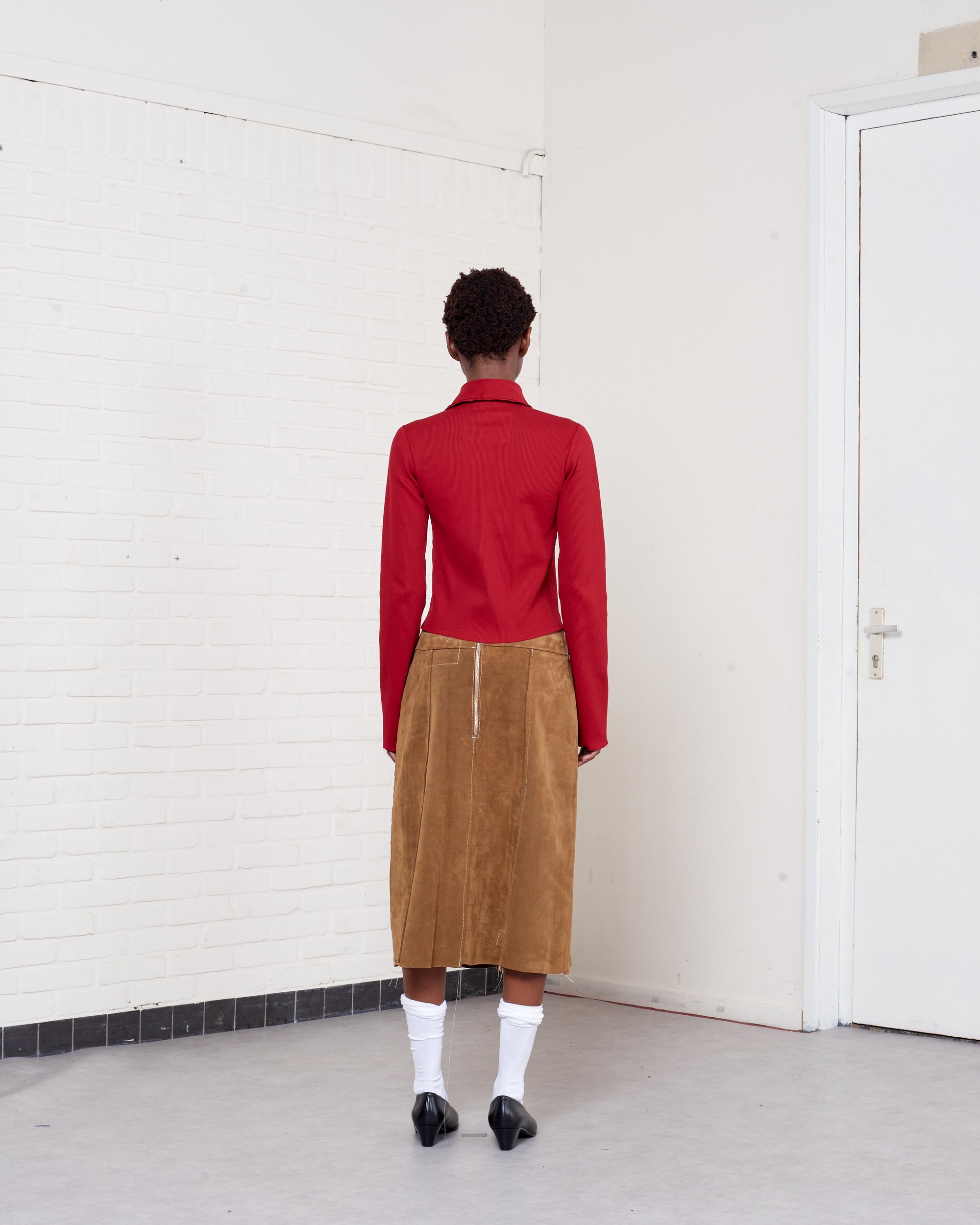 FITTED ZIP CARDIGAN rib jersey - red