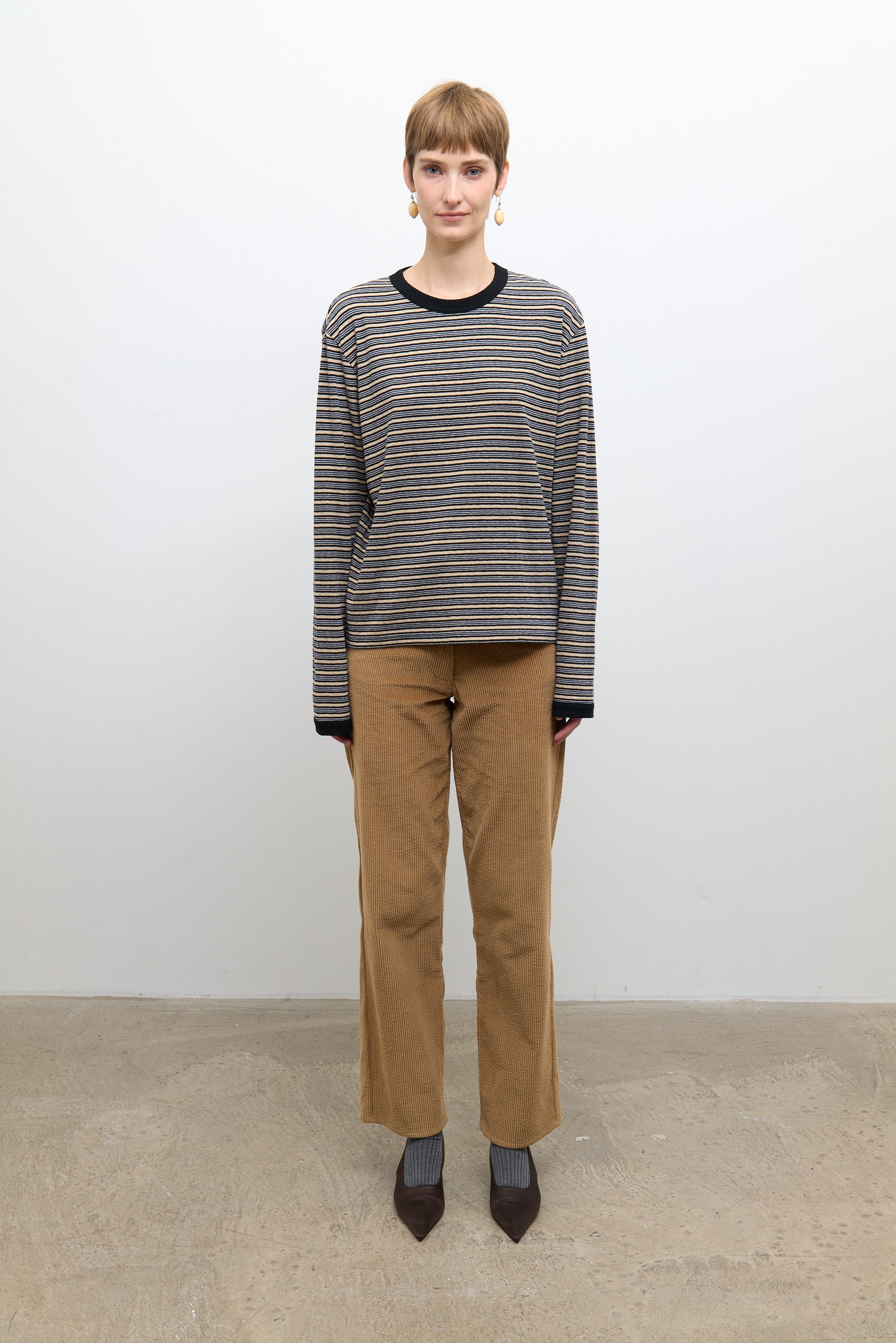 Japanese Striped Jersey Long Sleeve T-Shirt Blue Stripe