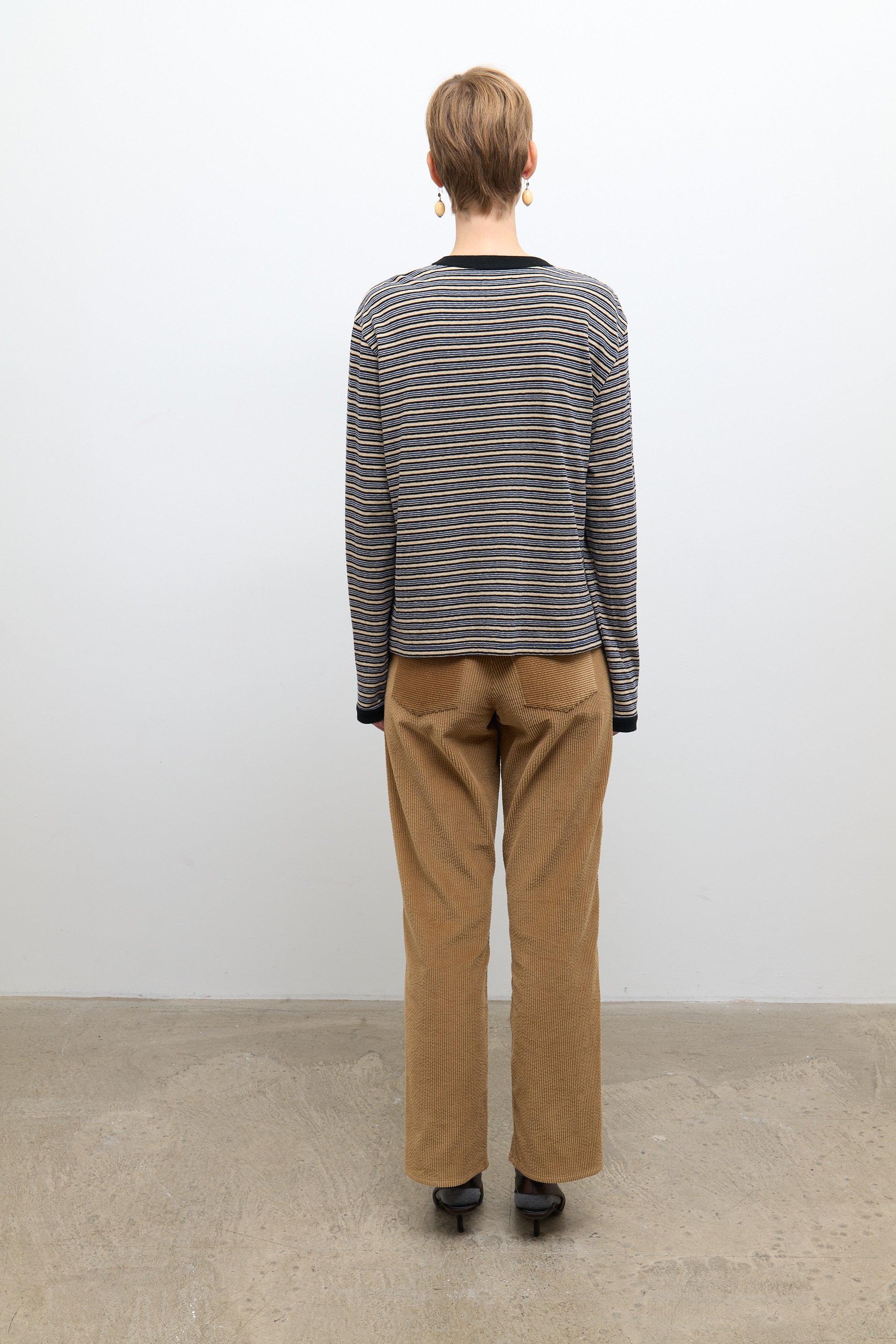 Japanese Striped Jersey Long Sleeve T-Shirt Blue Stripe