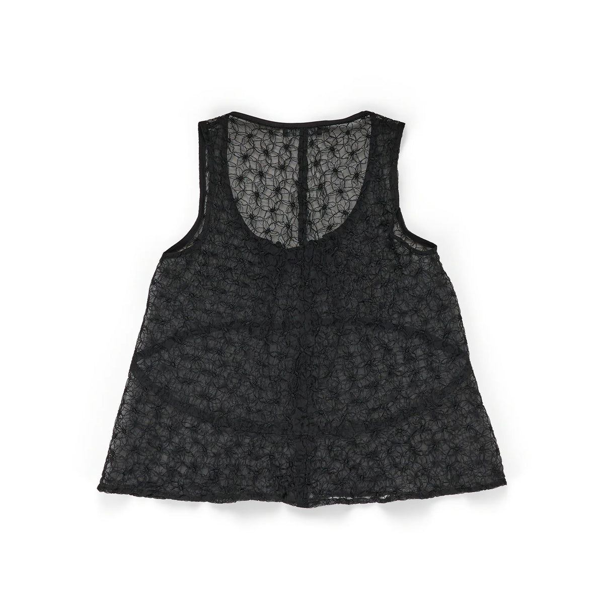 Gathered Tank Embroidered Organza Black