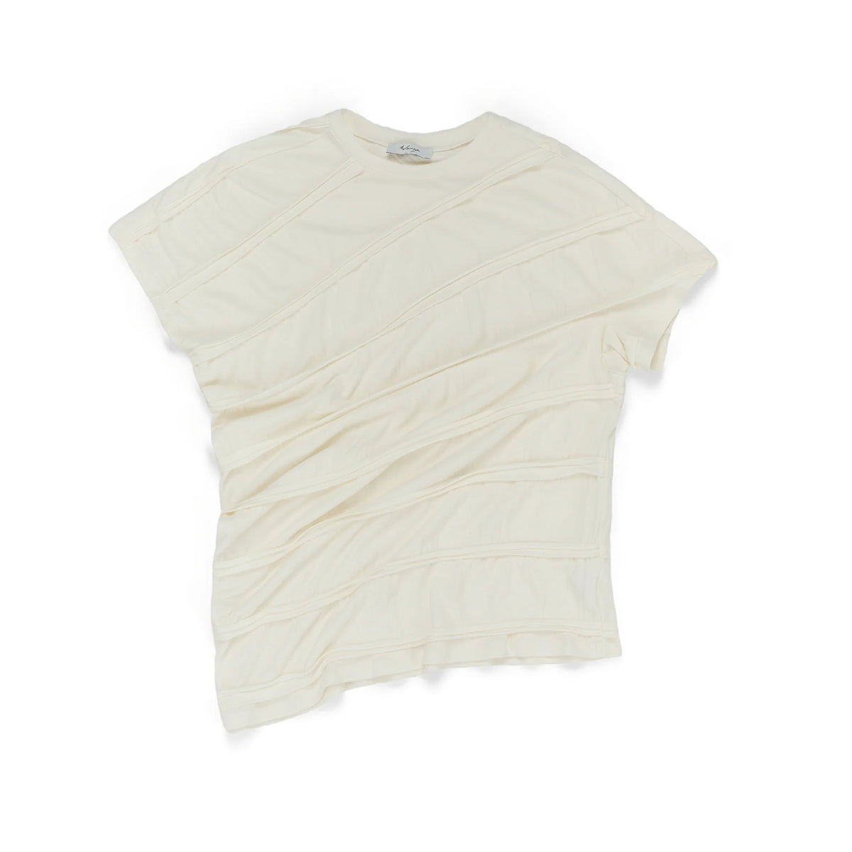 Twisted Jersey Short Sleeve Striped Wool Jersey Ivory