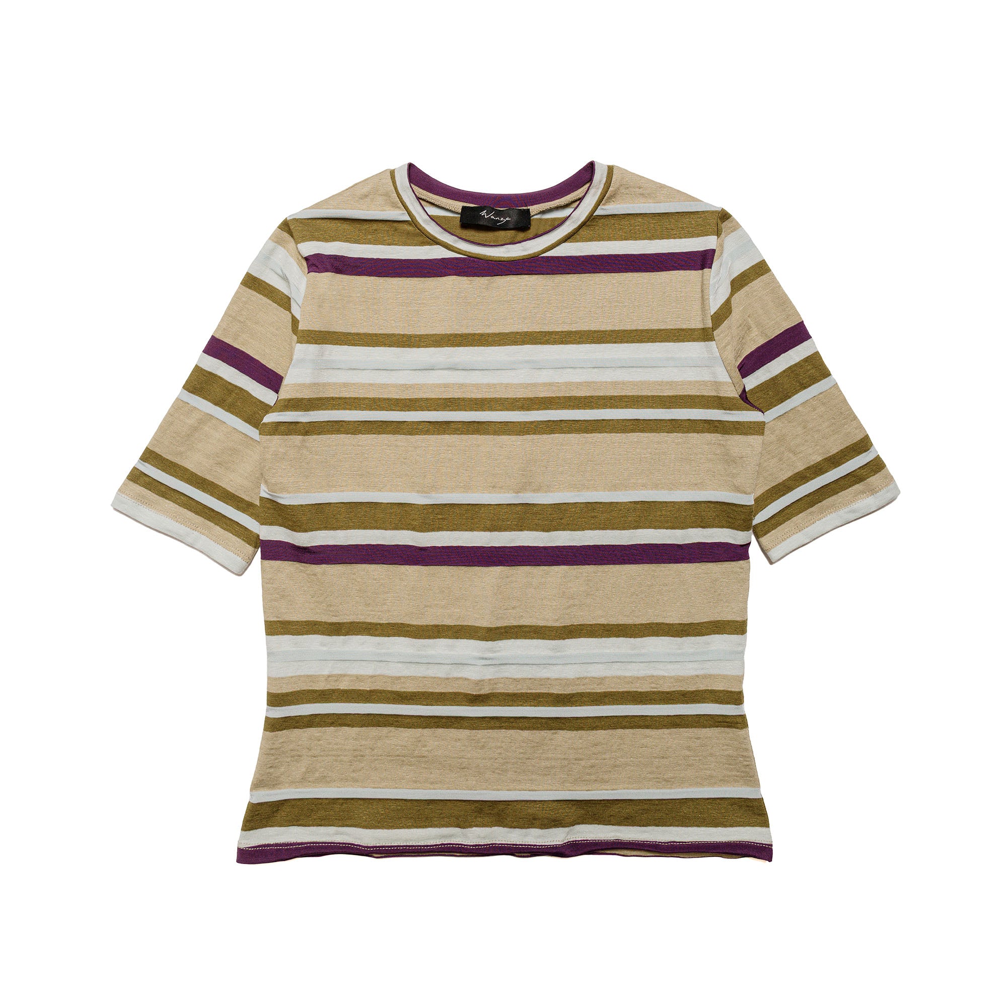Short Sleeve Jersey Tee Linen Viscose Stripe